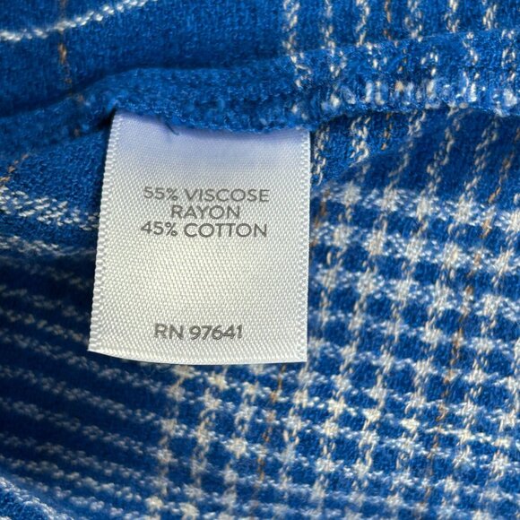 J.Jill Womens Blue Plaid Long-Sleeve Button Henley Shirt Blouse Large Casual - Picture 4 of 8